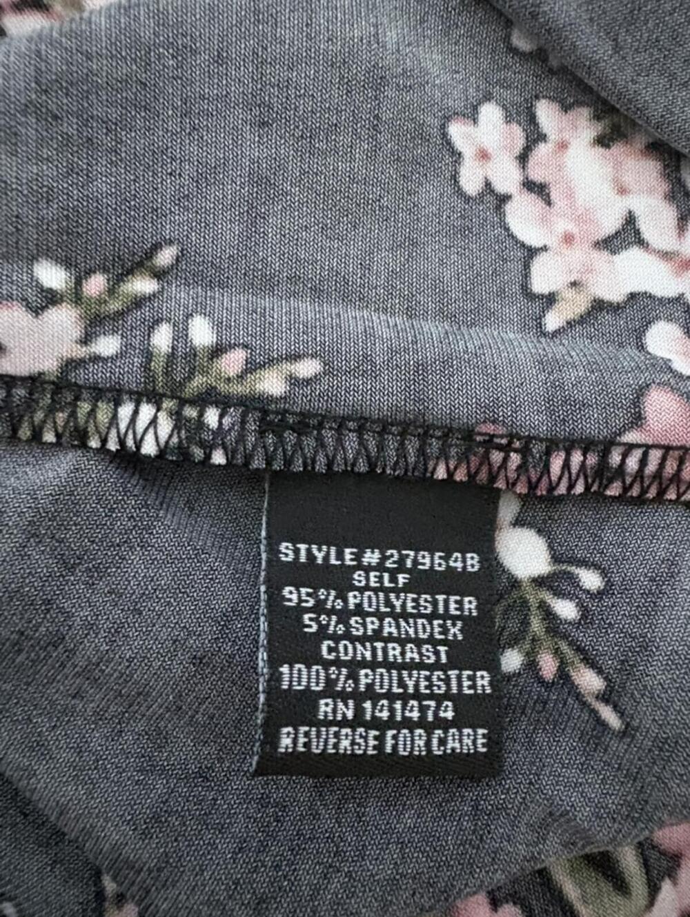 Atelier 29 Black Floral Chiffon Ruffle Sleeve Blouse Tie Front Size Large - Picture 5 of 8
